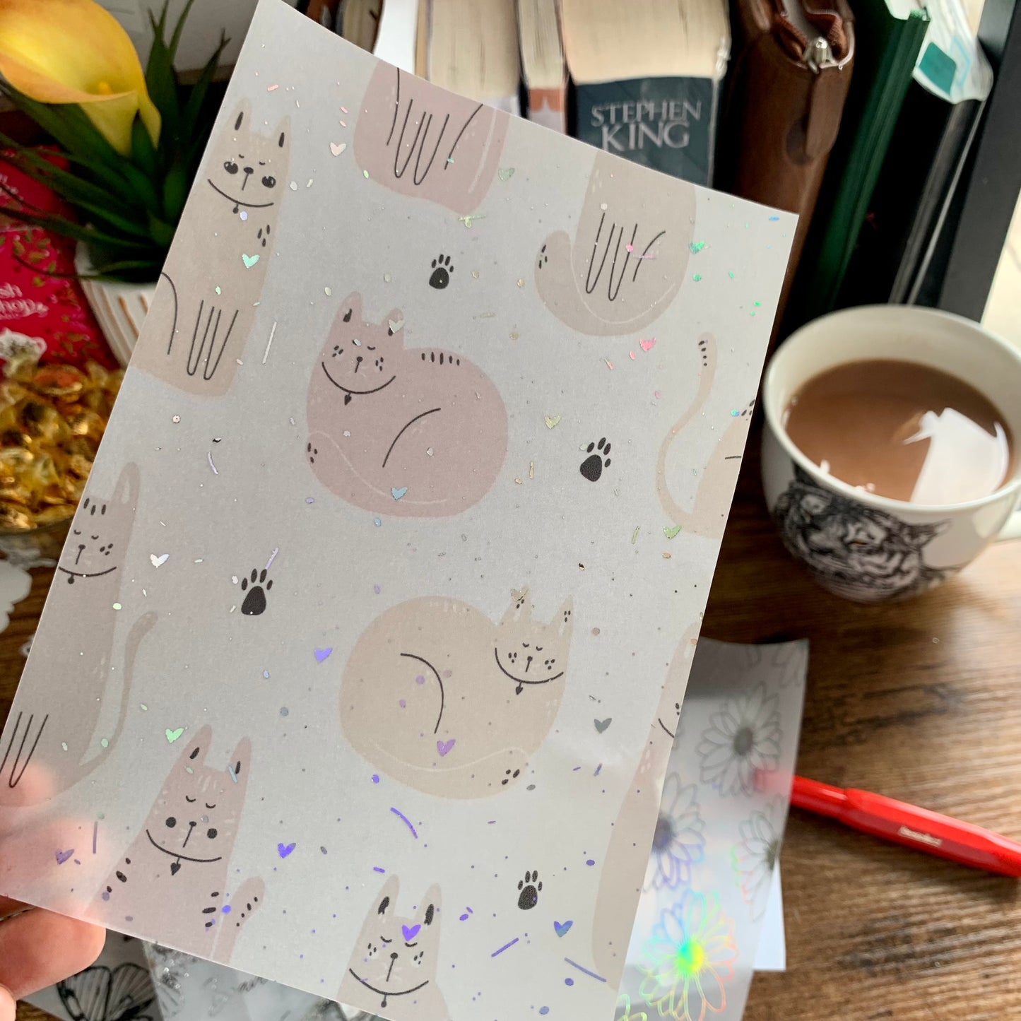 Foiled Sleepy Pastel Cats Vellum Planner Dashboard- Kat & the Gang II