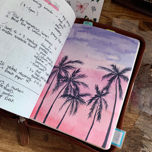 Palm trees & Sunset Planner Dashboard - Sunset Waves