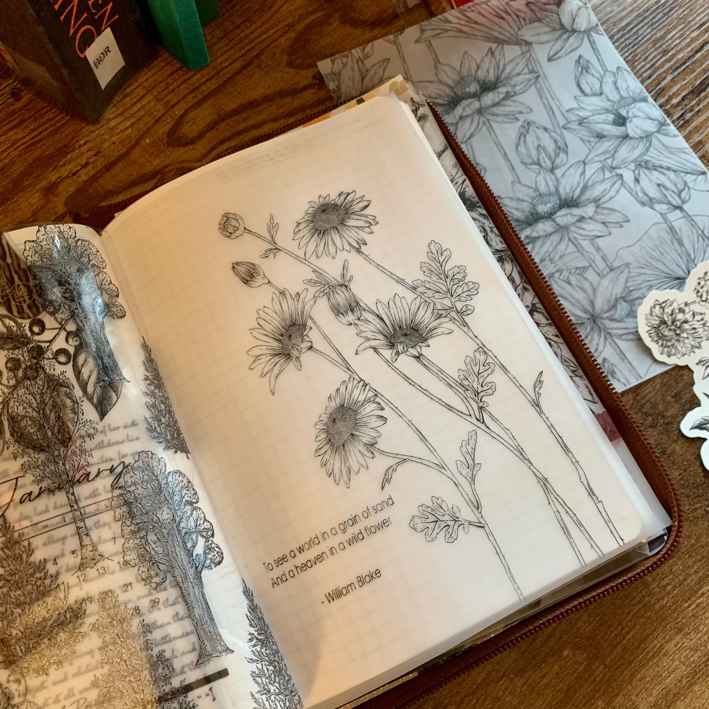 Black Foiled Floral quote Vellum Planner Dashboard - To see a world