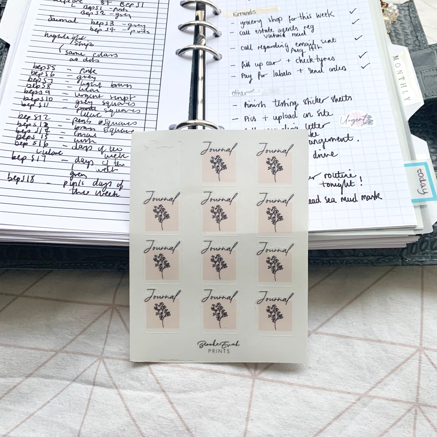Transparent Self care X Journal Stickers