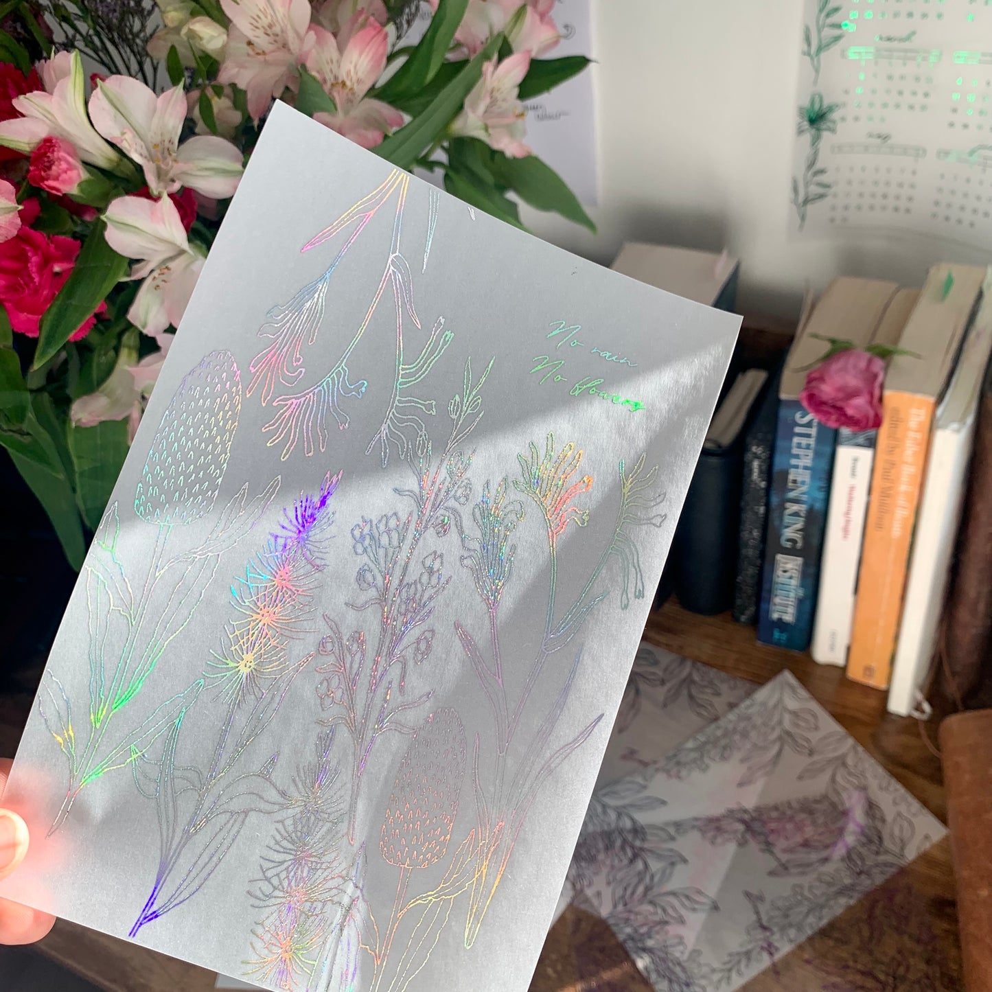 Foiled Wildflower Quote Vellum Planner Dashboard- No Rain, No Flowers