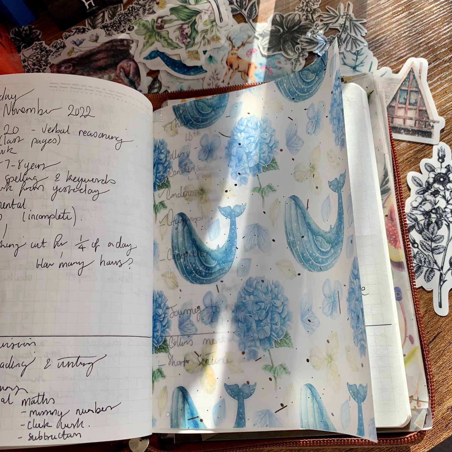 Silver Foiled Watercolour Whales & Flowers Planner Dashboard - Hope