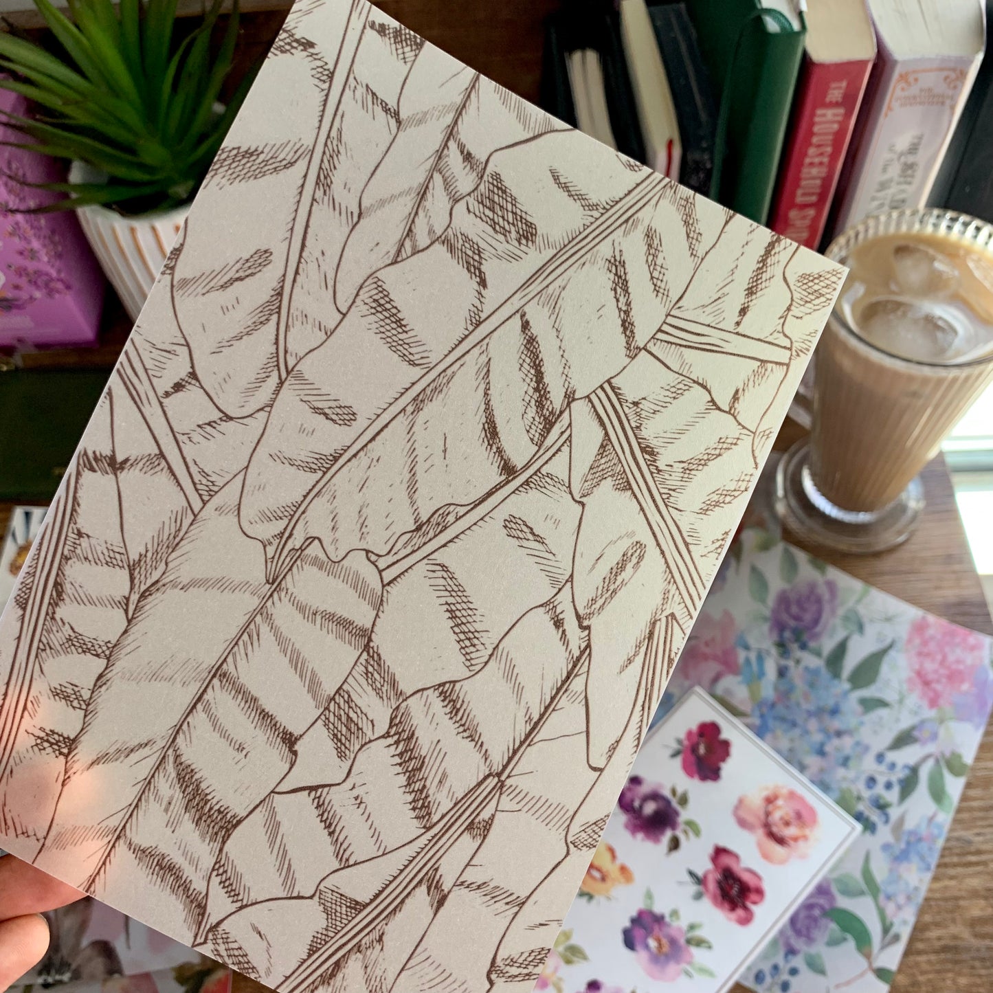 Watercolour Brown Leaves Pattern - Vellum Planner Dashboard - Clarity