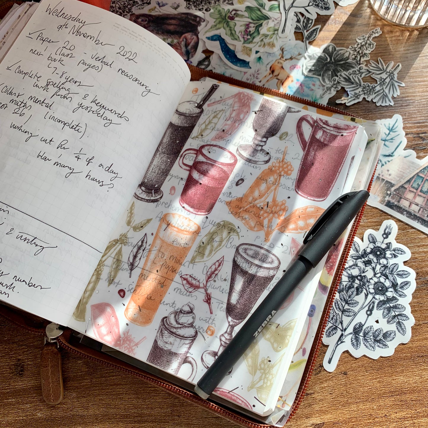 Silver Foiled Watercolour Coffee Cups Planner Dashboard - Brown Sugar ☕️
