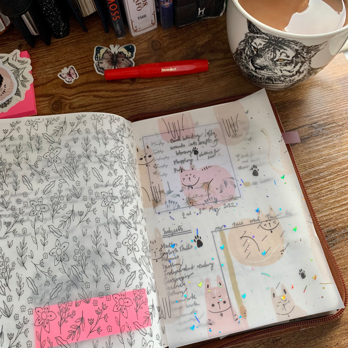 Foiled Sleepy Pastel Cats Vellum Planner Dashboard- Kat & the Gang II
