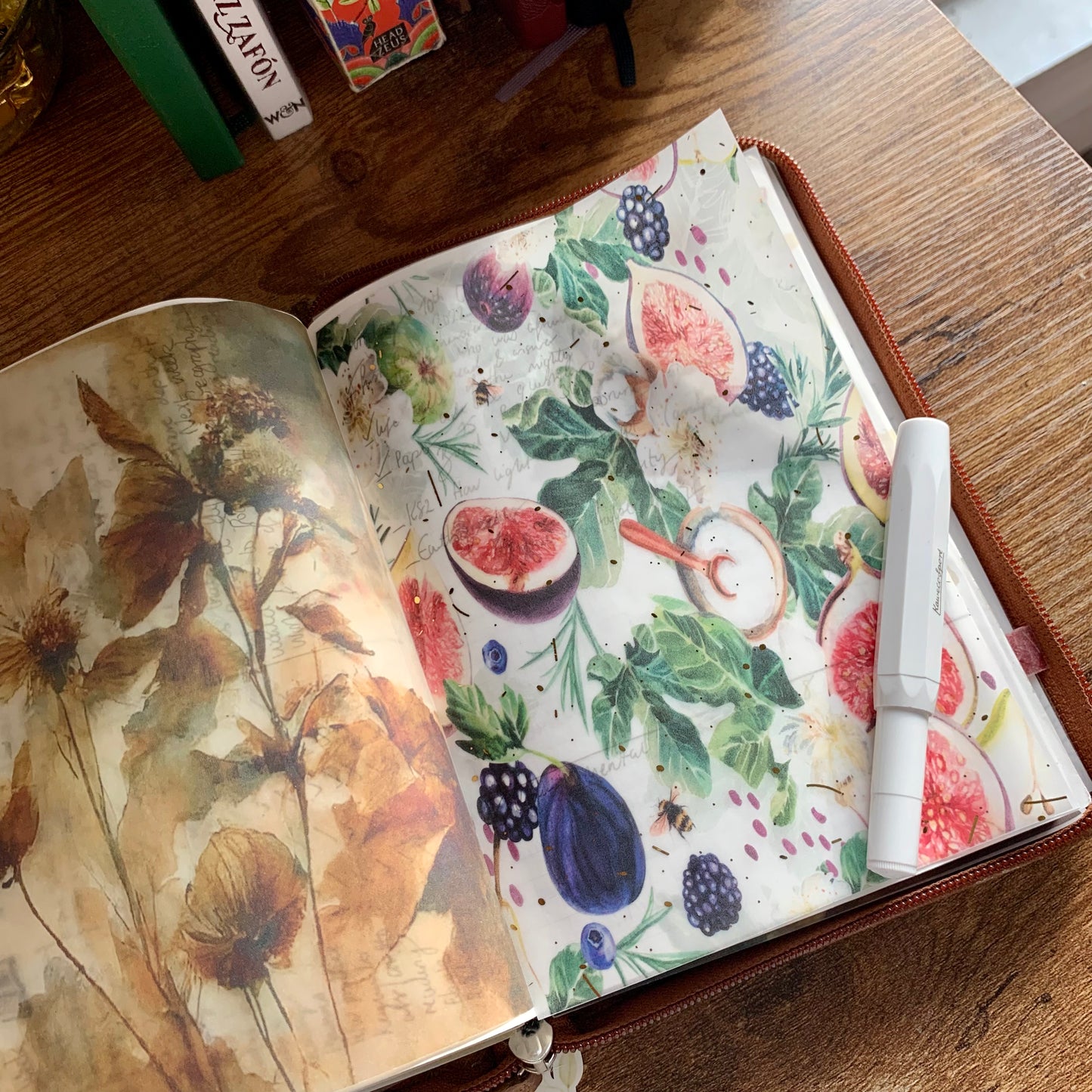 Gold Foiled Fig, Bee & Watercolor Florals Hand Drawn Florals Vellum Planner Dashboard- Fig Tree