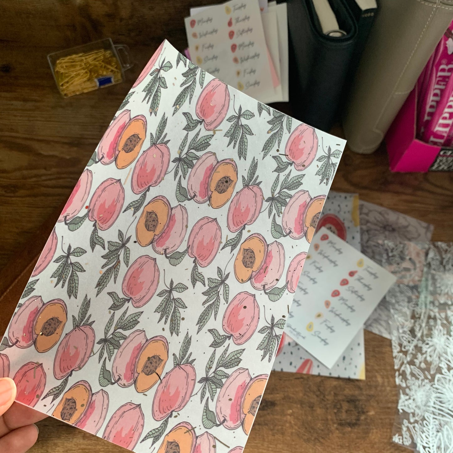 Printed Foiled Vellum Planner Dashboard- Tender Peach