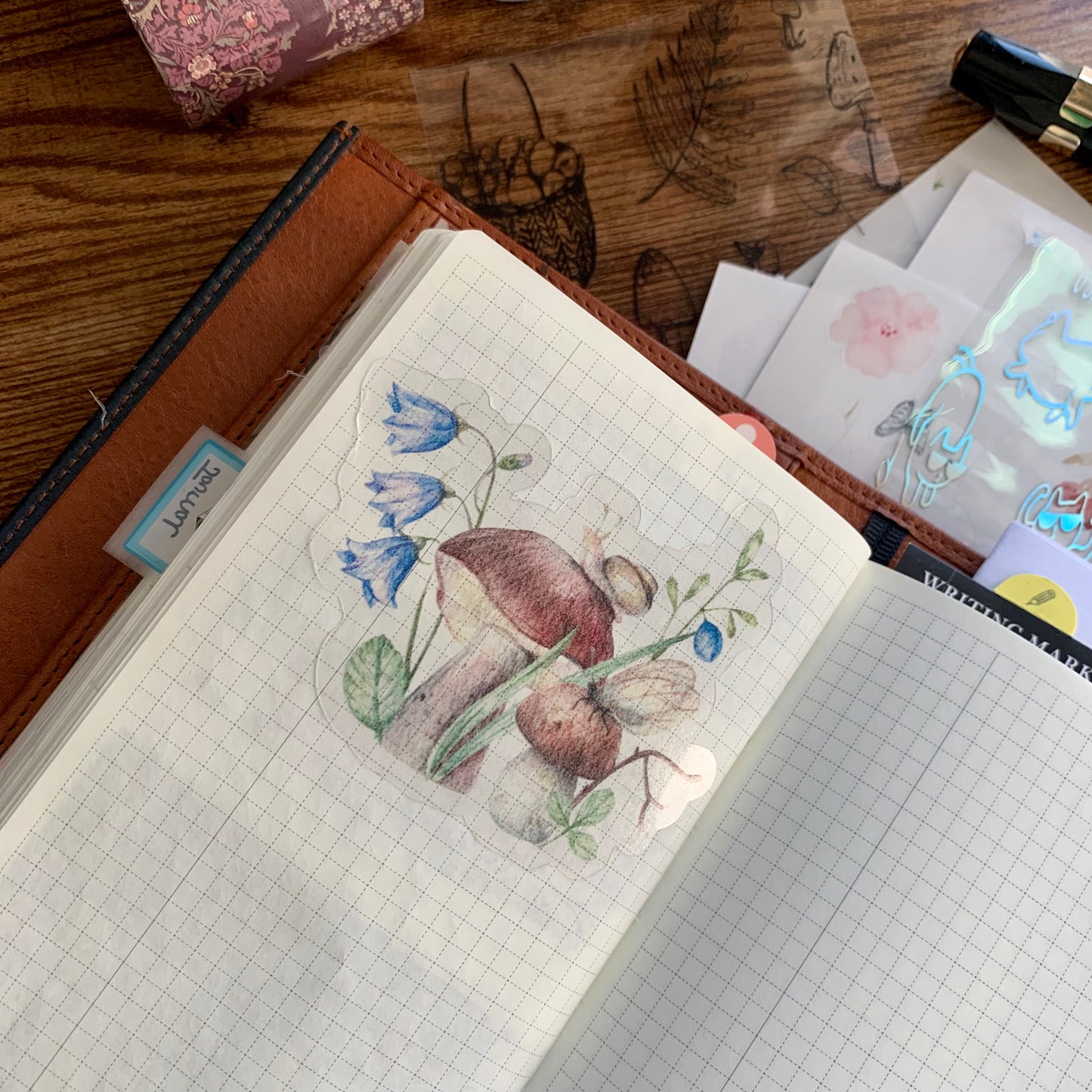 Clear Mushroom & Snail Fall Sticker Flake - Autumn Forest Flake