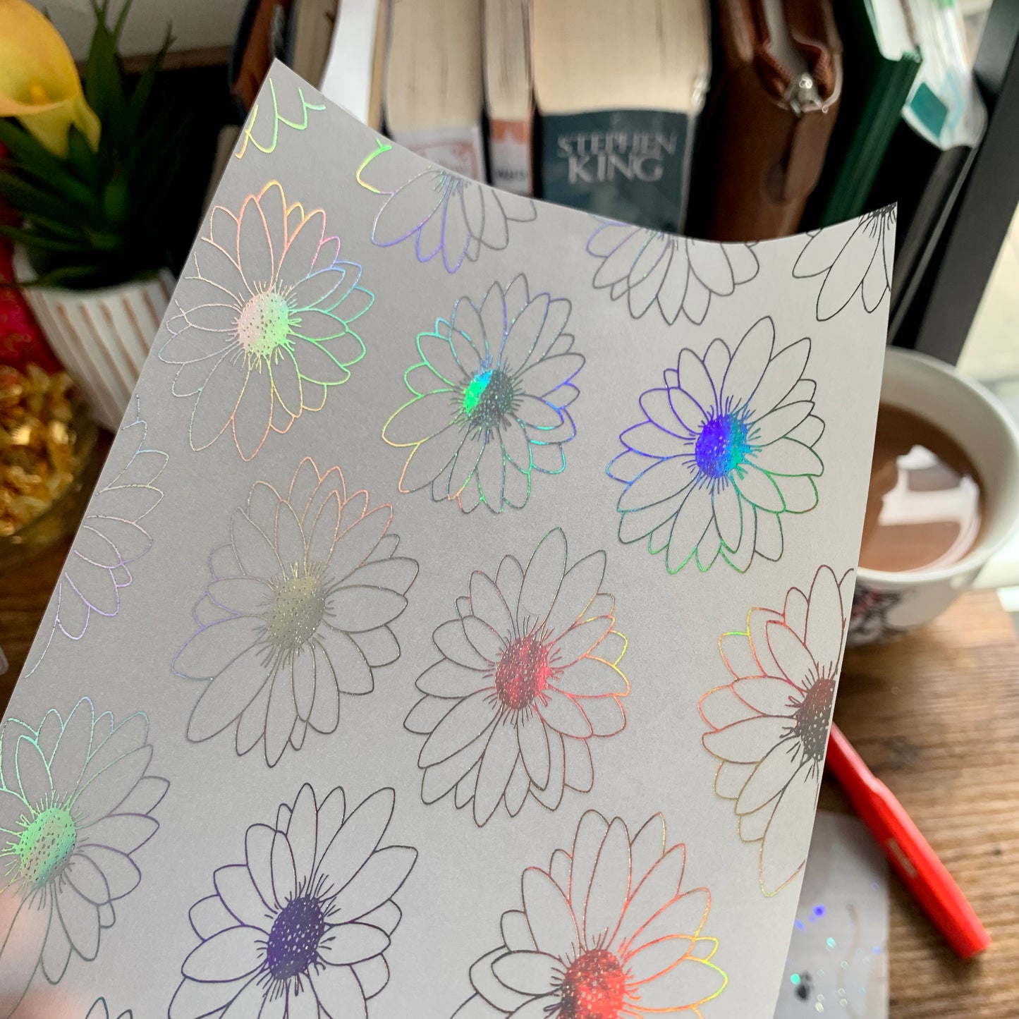 Iridescent Foiled Large Flowers Vellum Planner Dashboard- Lottie