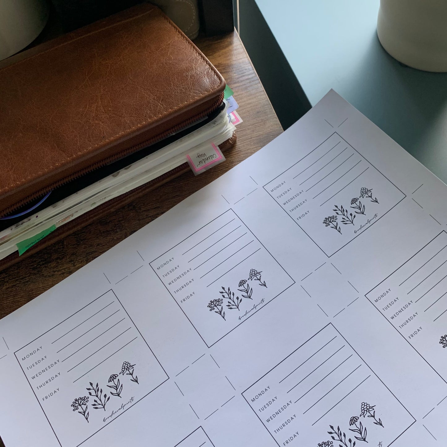 Printable Sticky Notes - Minimal Flora Weekly Plan