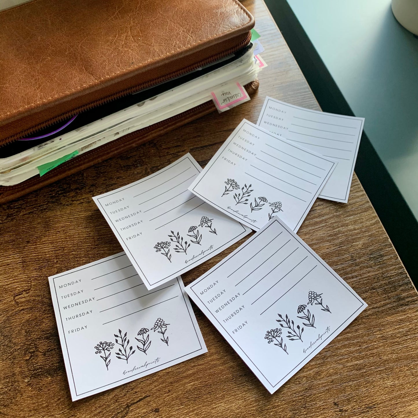 Printable Sticky Notes - Minimal Flora Weekly Plan