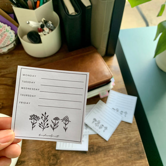 Printable Sticky Notes - Minimal Flora Weekly Plan