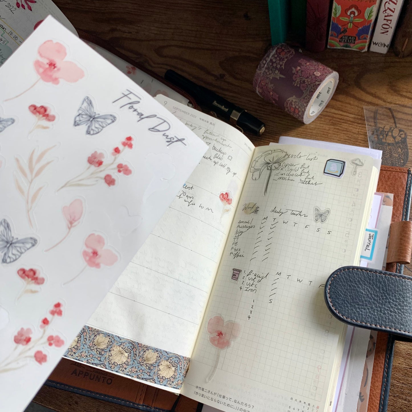 Pretty Transparent Floral & Butterflies Sticker Sheet - Floral Dust