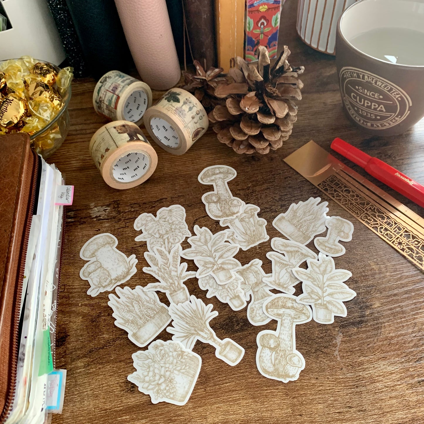 Mushroom & Plants Sticker Flakes - Pack of 16