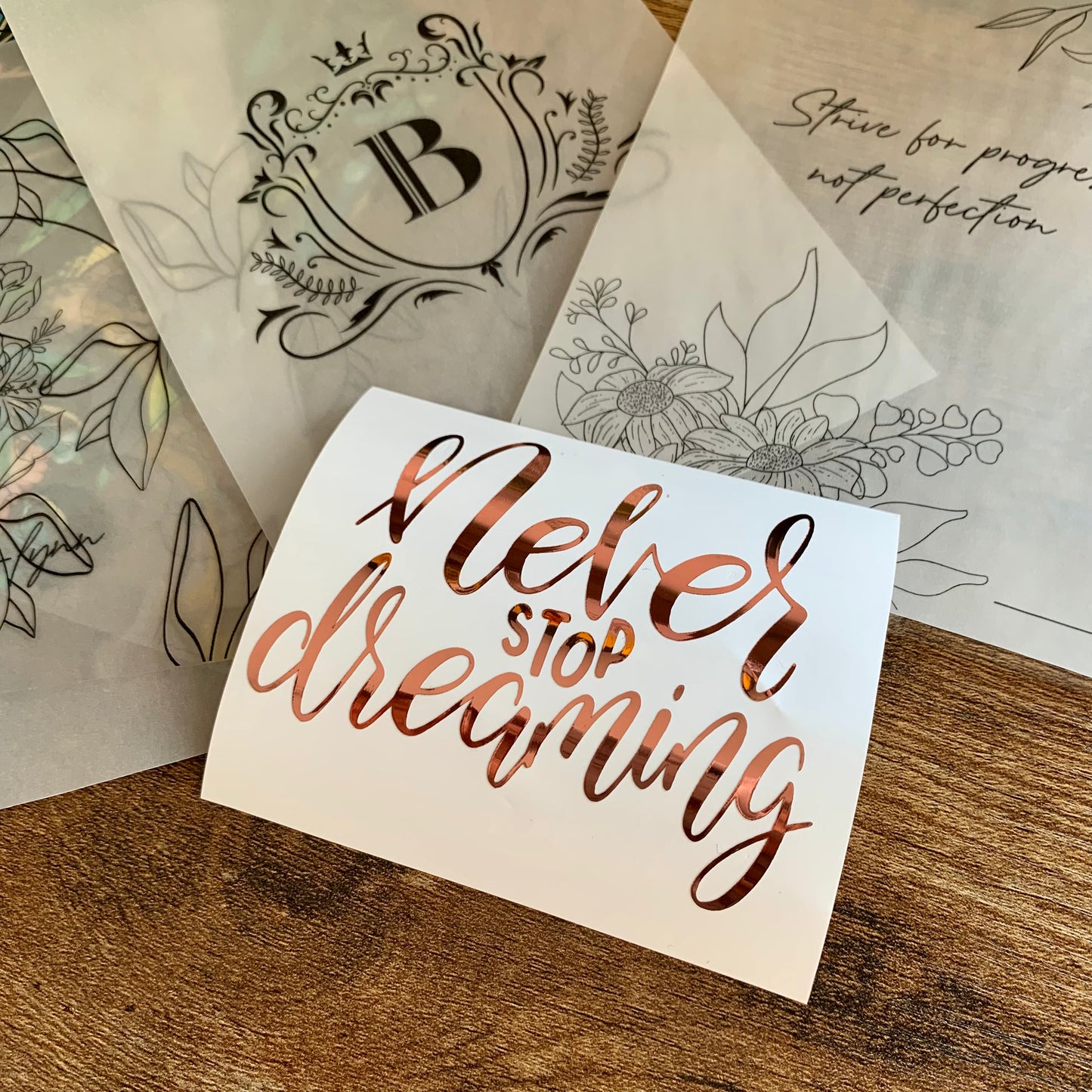 Never Stop Dreaming Vinyl Sticker - Floral Sun III Collection
