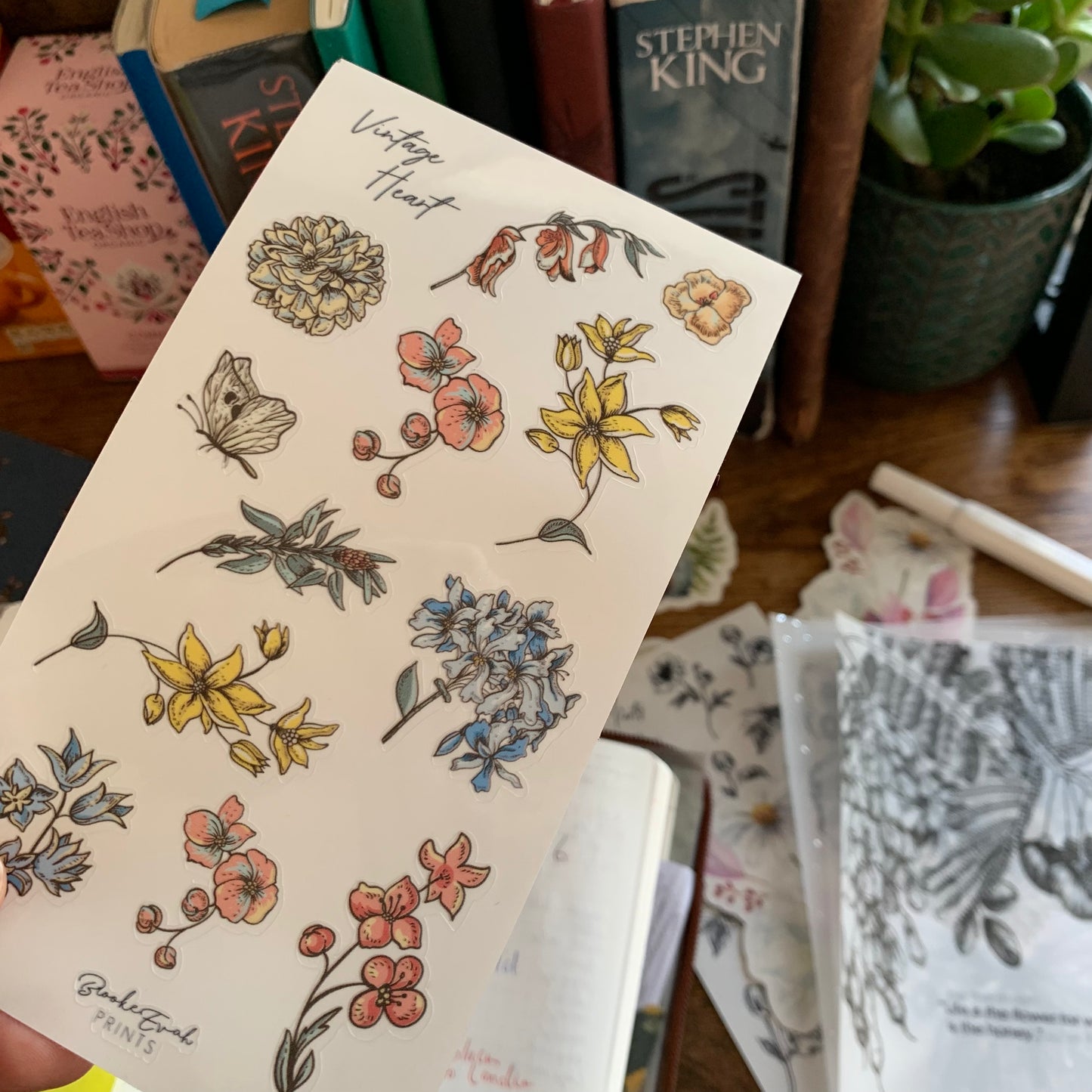 Vintage floral clear Stickers - Vintage Heart 🗝