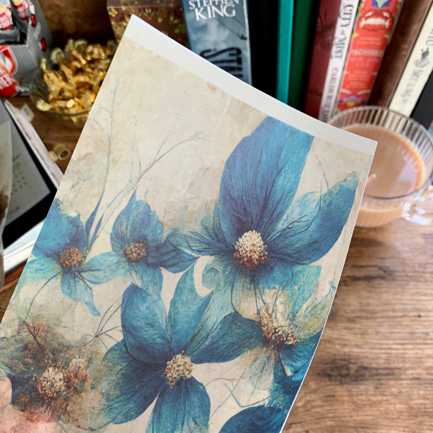 Watercolour Blue Flowers With Brown leaves - Vellum Planner Dashboard - Dreaming of you 🍂