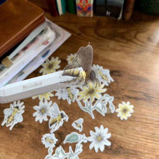 Vintage Bee & Yellow Floral Sticker Flakes - Pack of 20