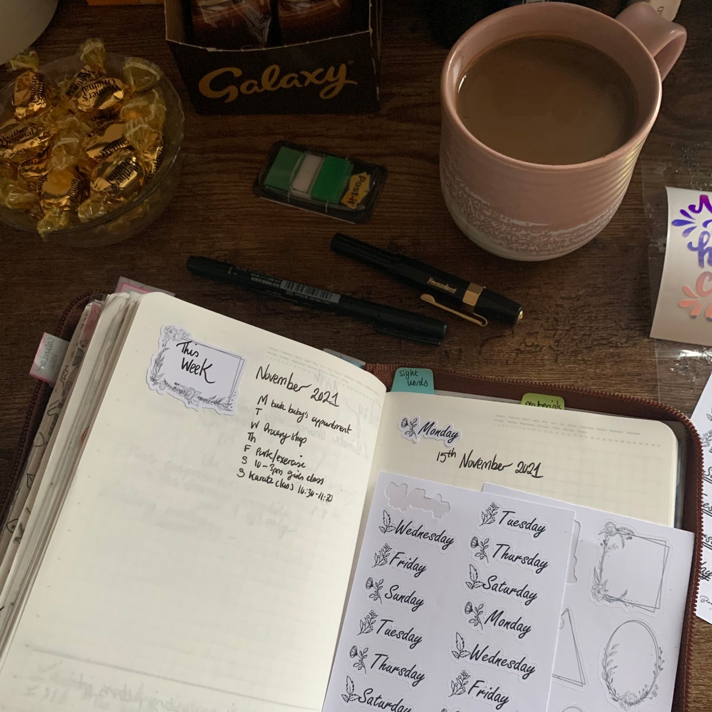 Hand drawn Botanical Days of the Week Stickers