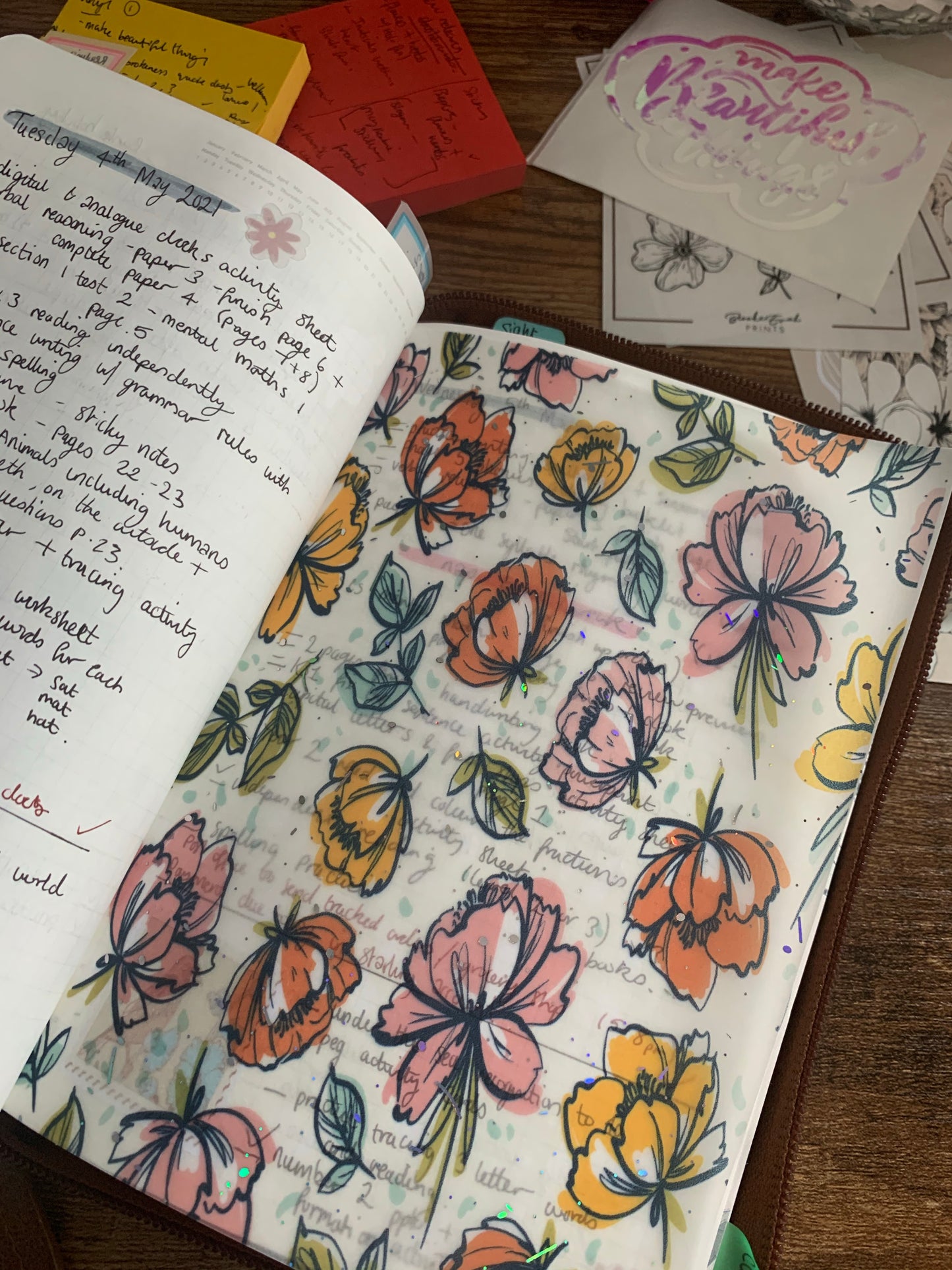 Holgraphic Foiled Floral Vellum Planner Dashboard- June Blooms V1