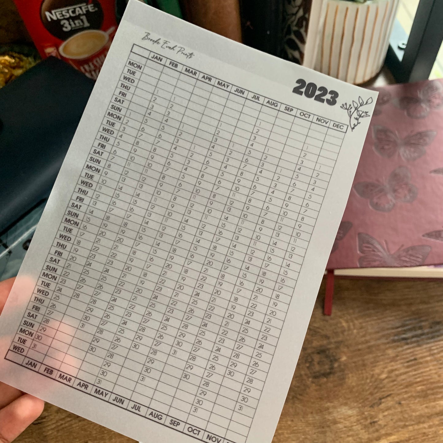 Free 2023 Year Overview Calendar - B6 Size