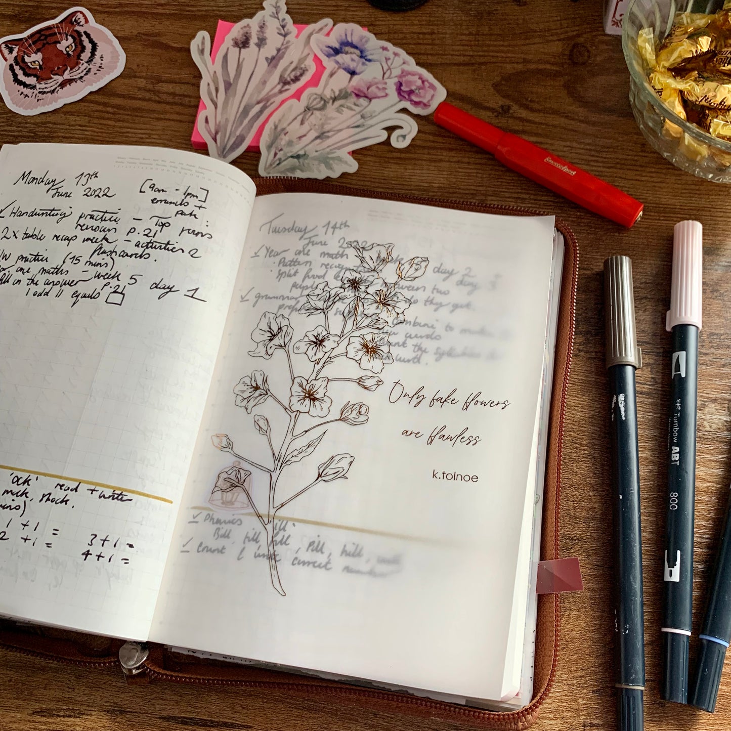 Foiled Only Fake Flowers are flawless Quote Vellum X Acetate Planner Dashboard