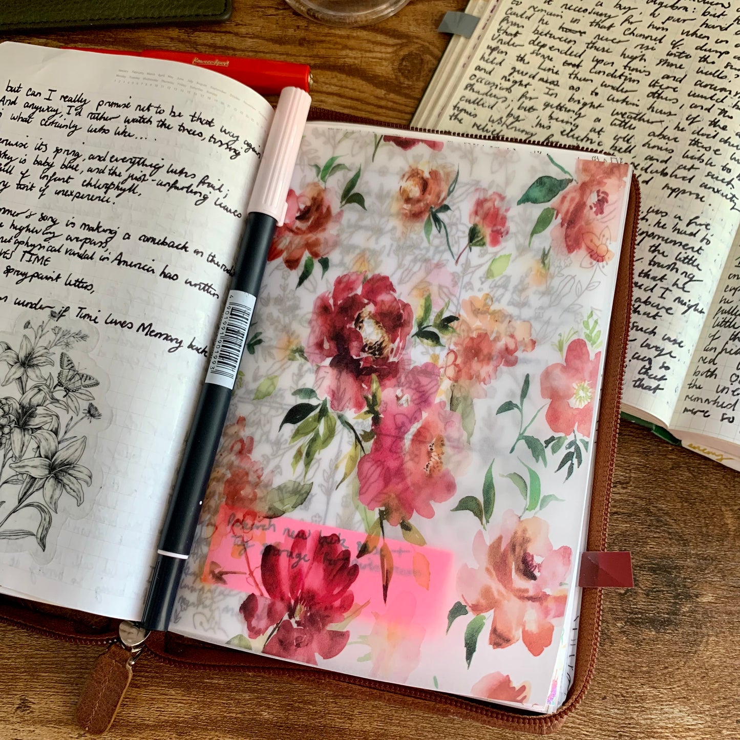 Watercolour Dark Floral Pattern - Vellum Planner Dashboard - Courtney