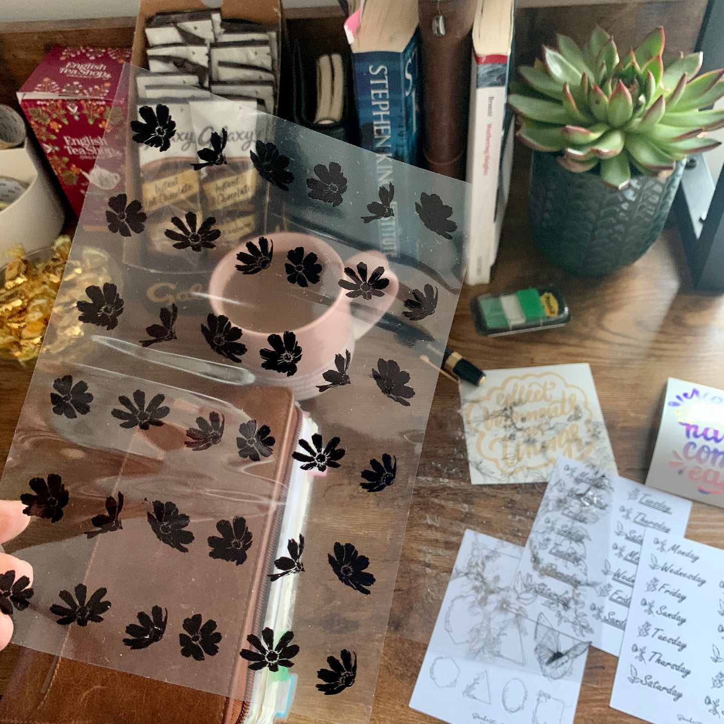 Black Flowers Acetate Planner Dashboard - Petite