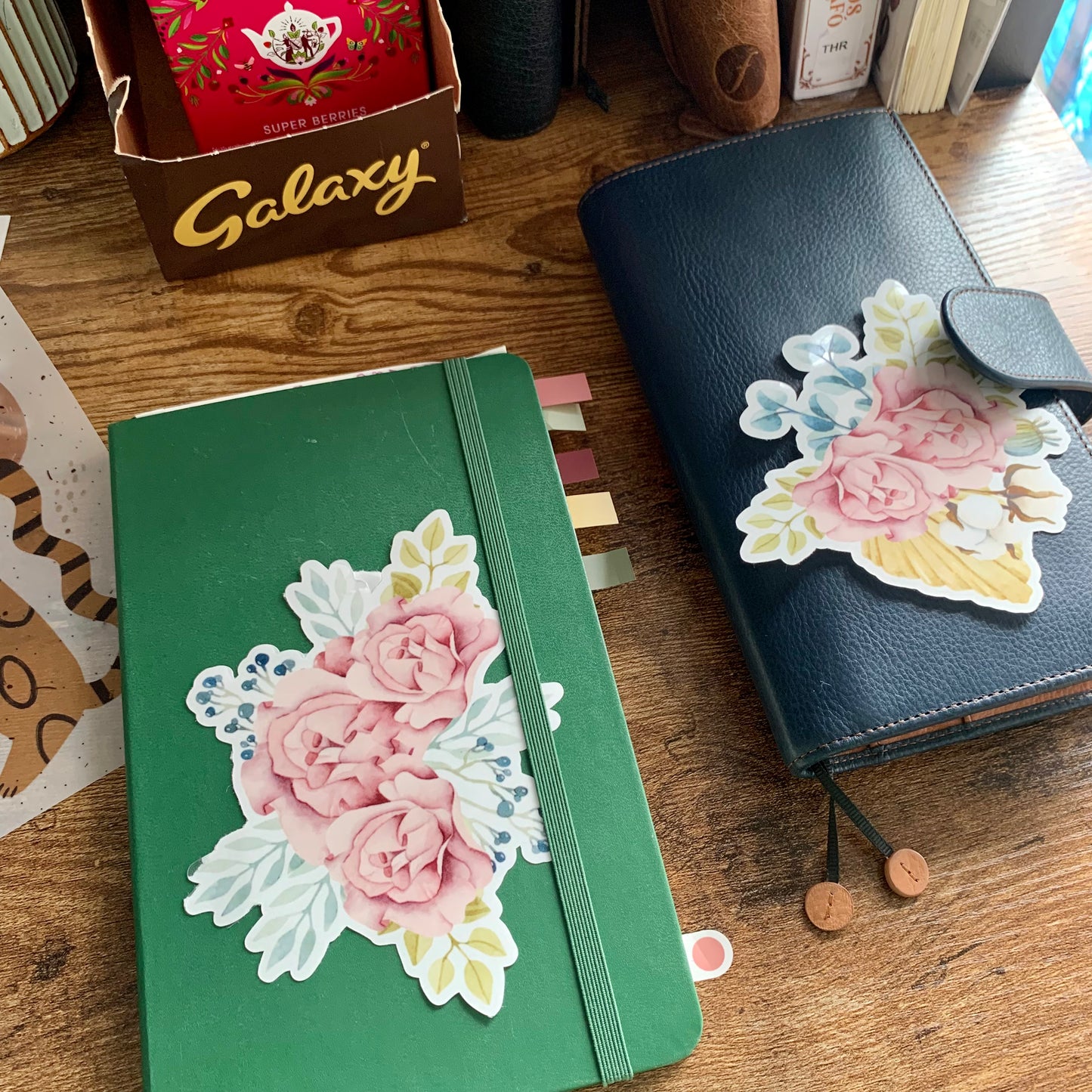 Clear Floral Bouquet Sticker Flake - Set of 2 - Rose & Lilly