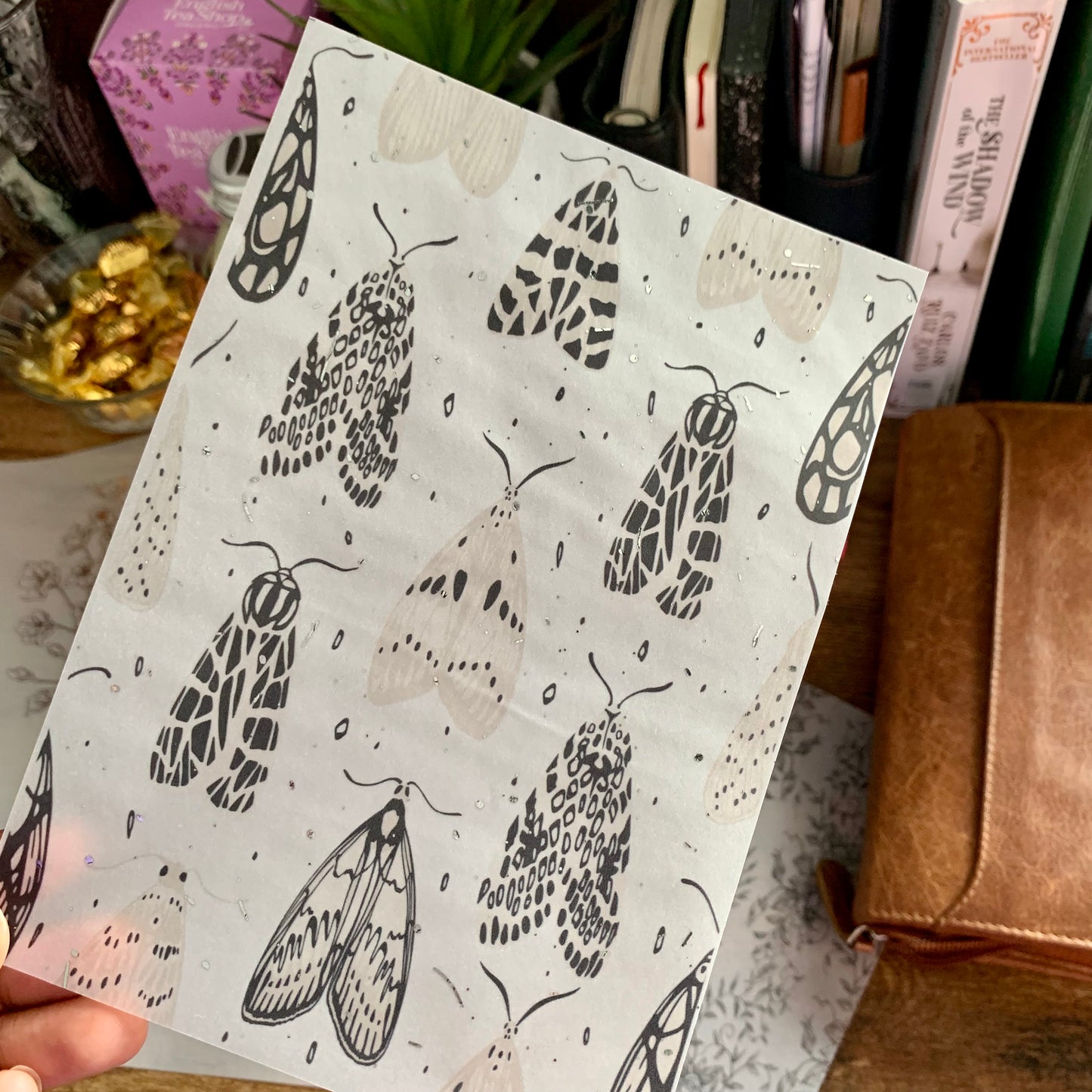Watercolour Pretty Moths - Vellum Planner Dashboard - Silver Foil