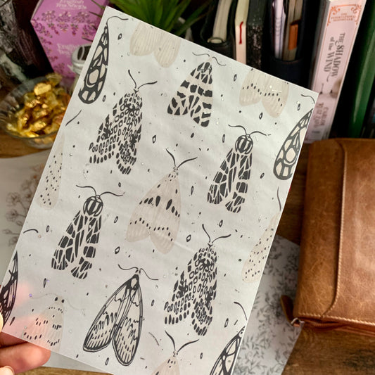 Watercolour Pretty Moths - Vellum Planner Dashboard - Silver Foil