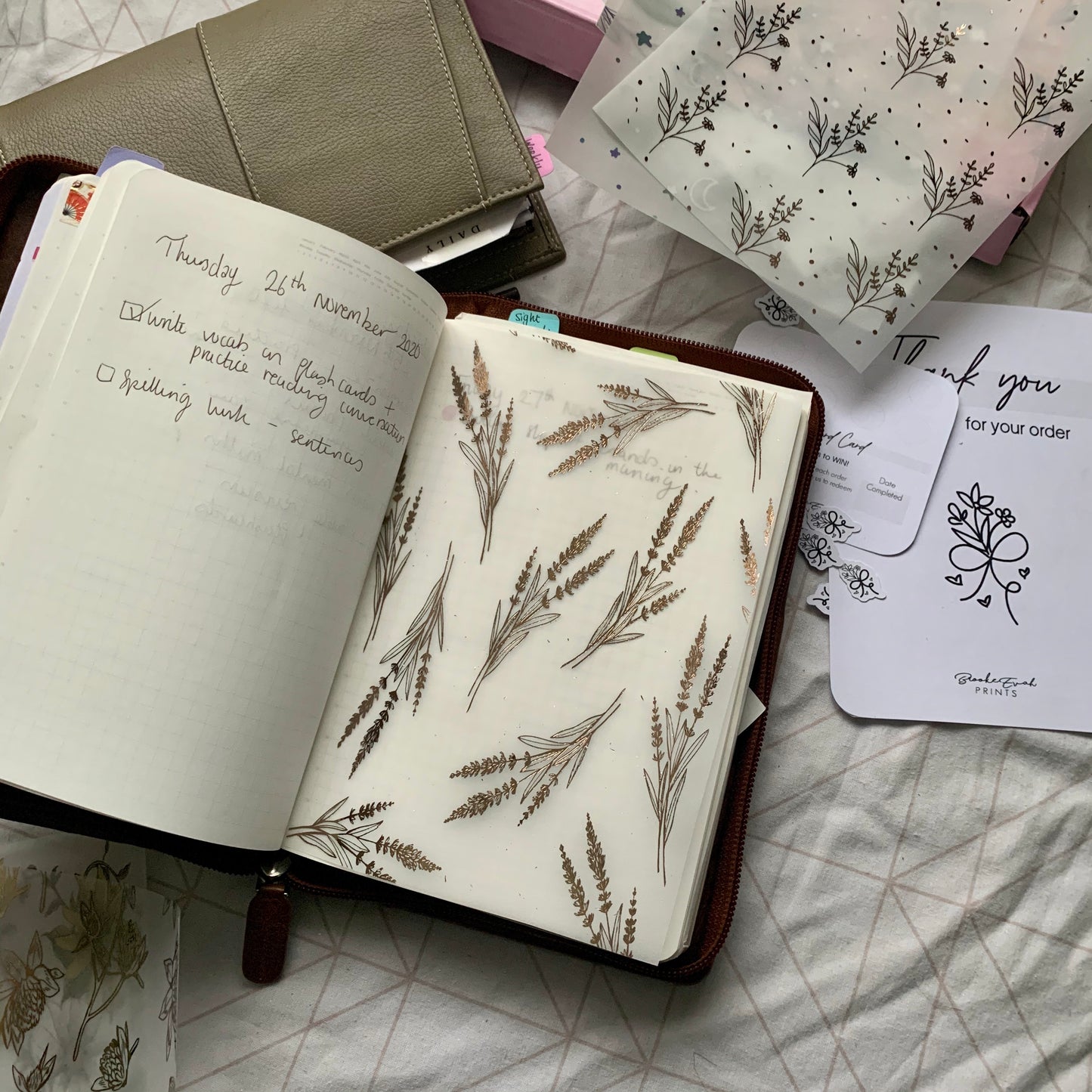 Printed Vellum Planner Dashboard - Rosegold Floral 2