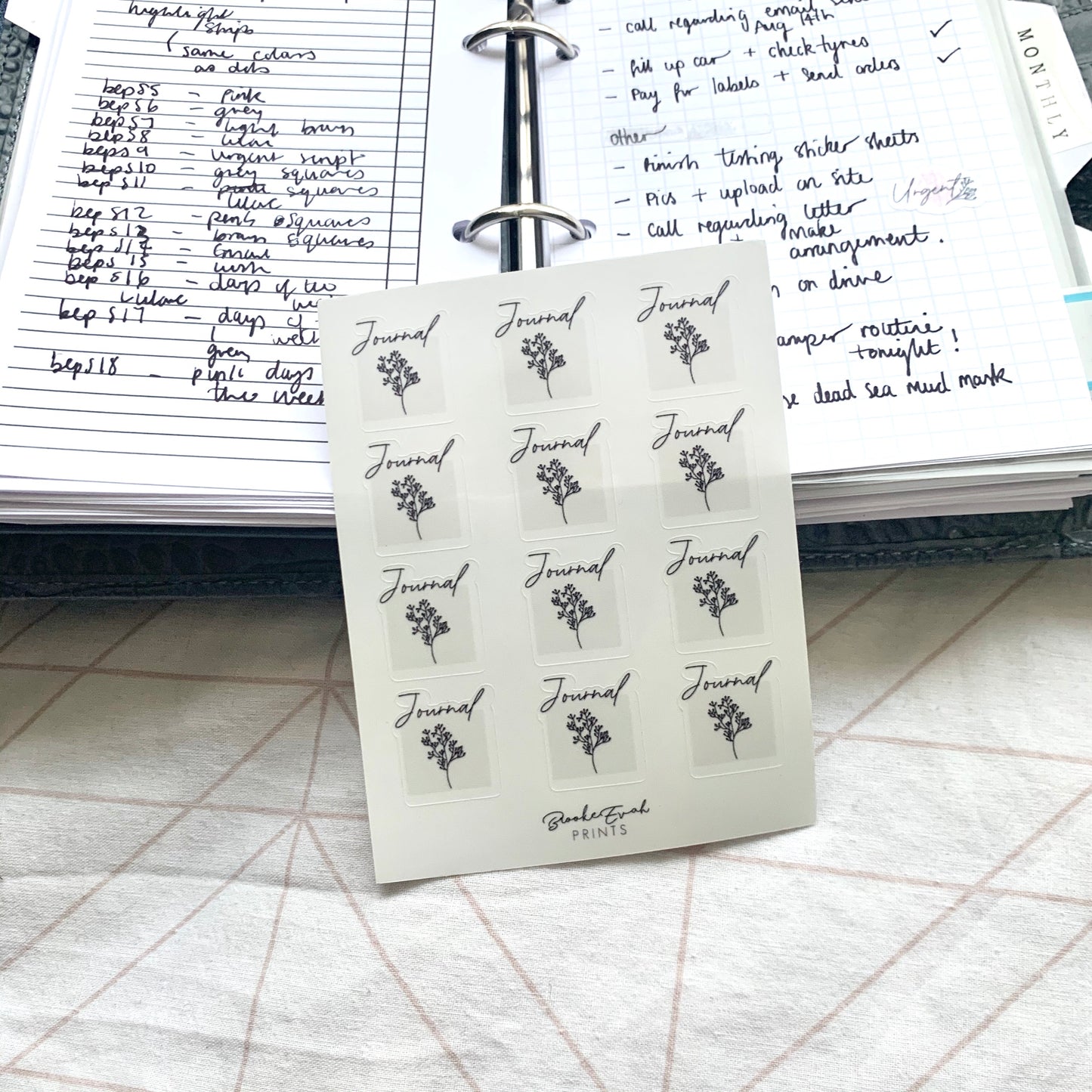 Transparent Self care X Journal Stickers