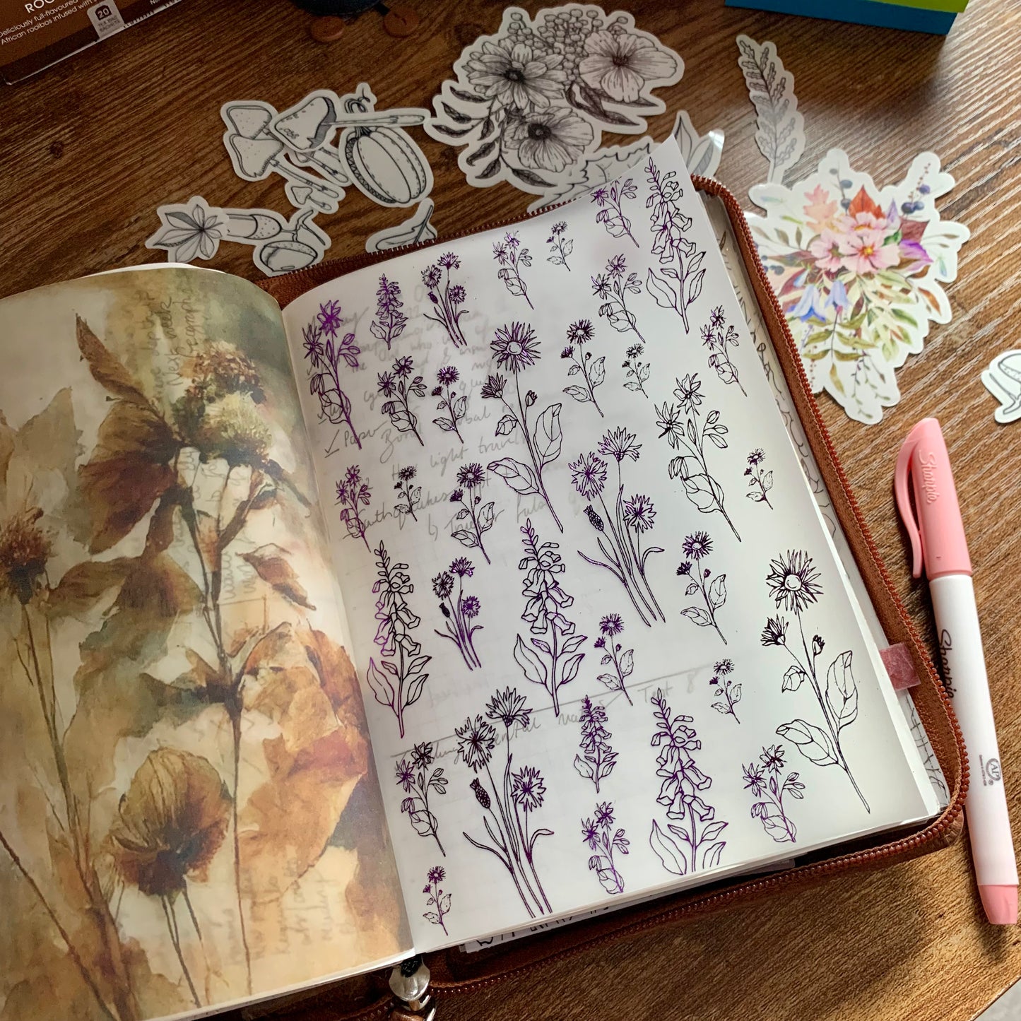 Purple Foiled Floral Sketch Planner Dashboard - Vellum X Acetate Planner Dashboard - Statement Piece