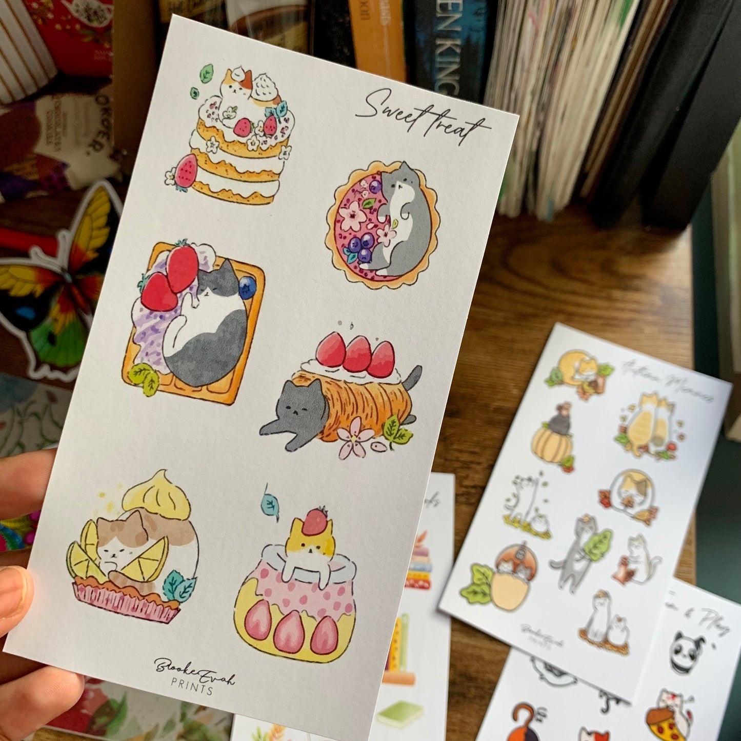 Cute Hand drawn Cat Stickers - Sweet Treat