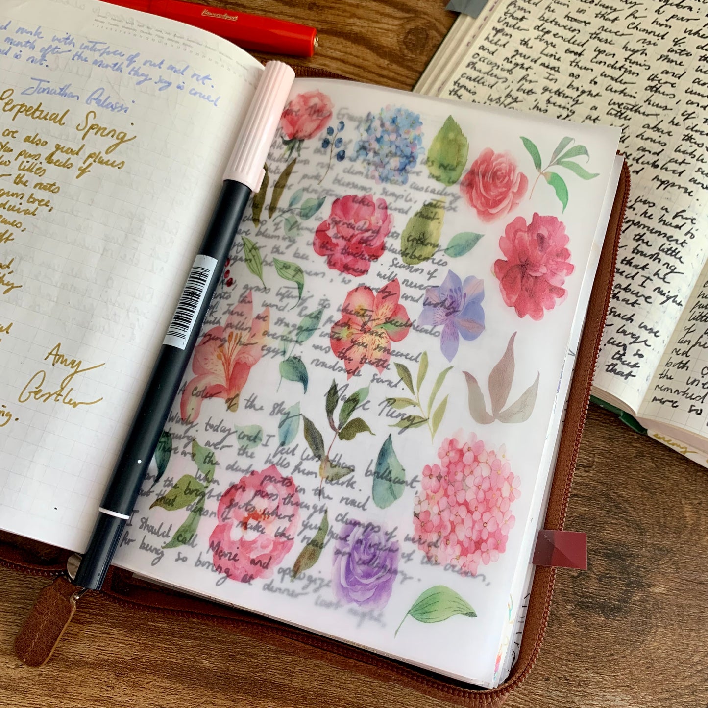 Watercolour Light Floral Pattern - Vellum Planner Dashboard - Julie
