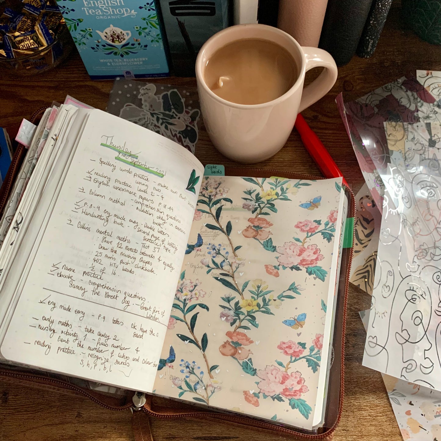 Foiled Old Vintage Floral & Birds Vellum Planner Dashboard- Margaret