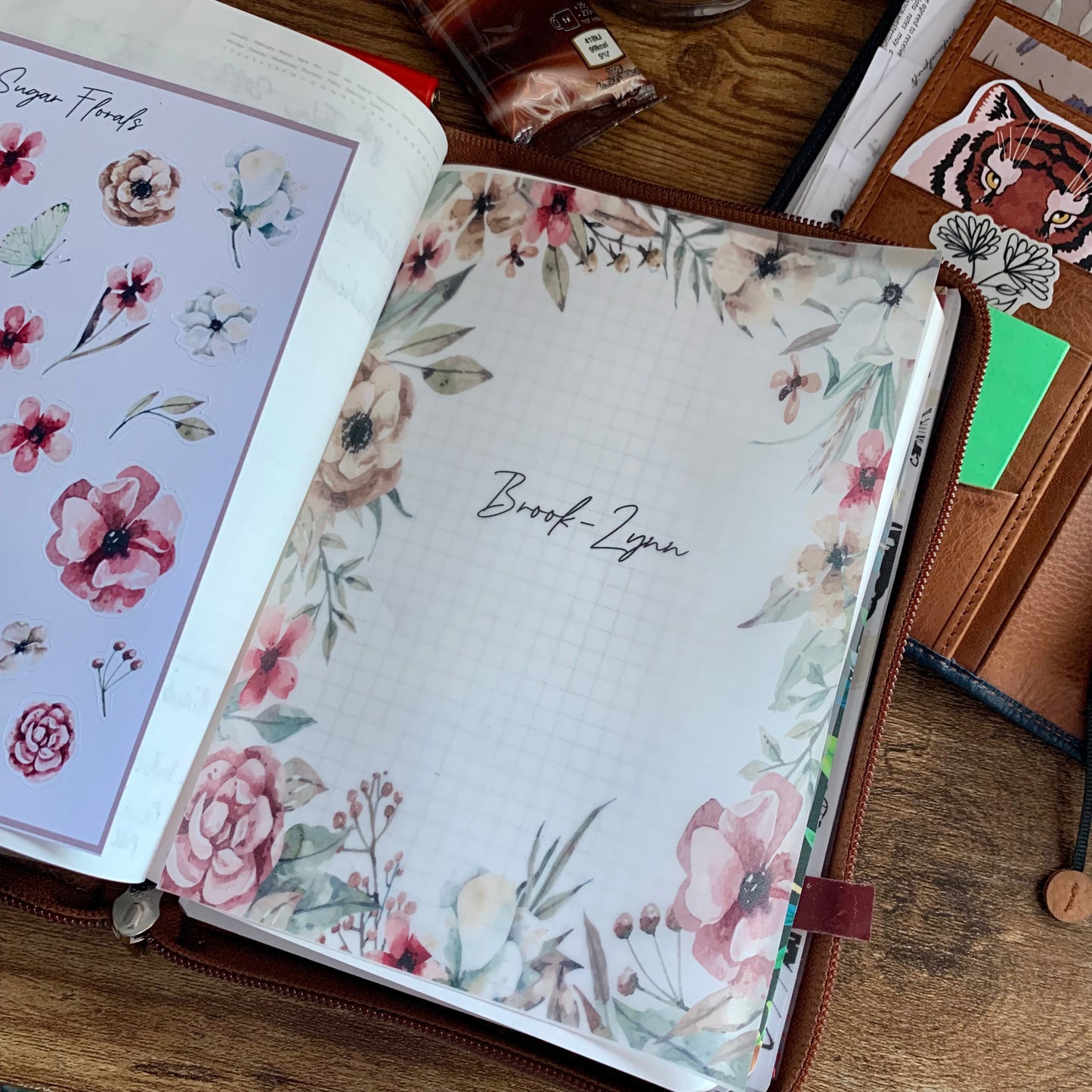 Beautiful Vellum, Watercolor Floral Frame Dashboard - Custom Name - Sugar Floral