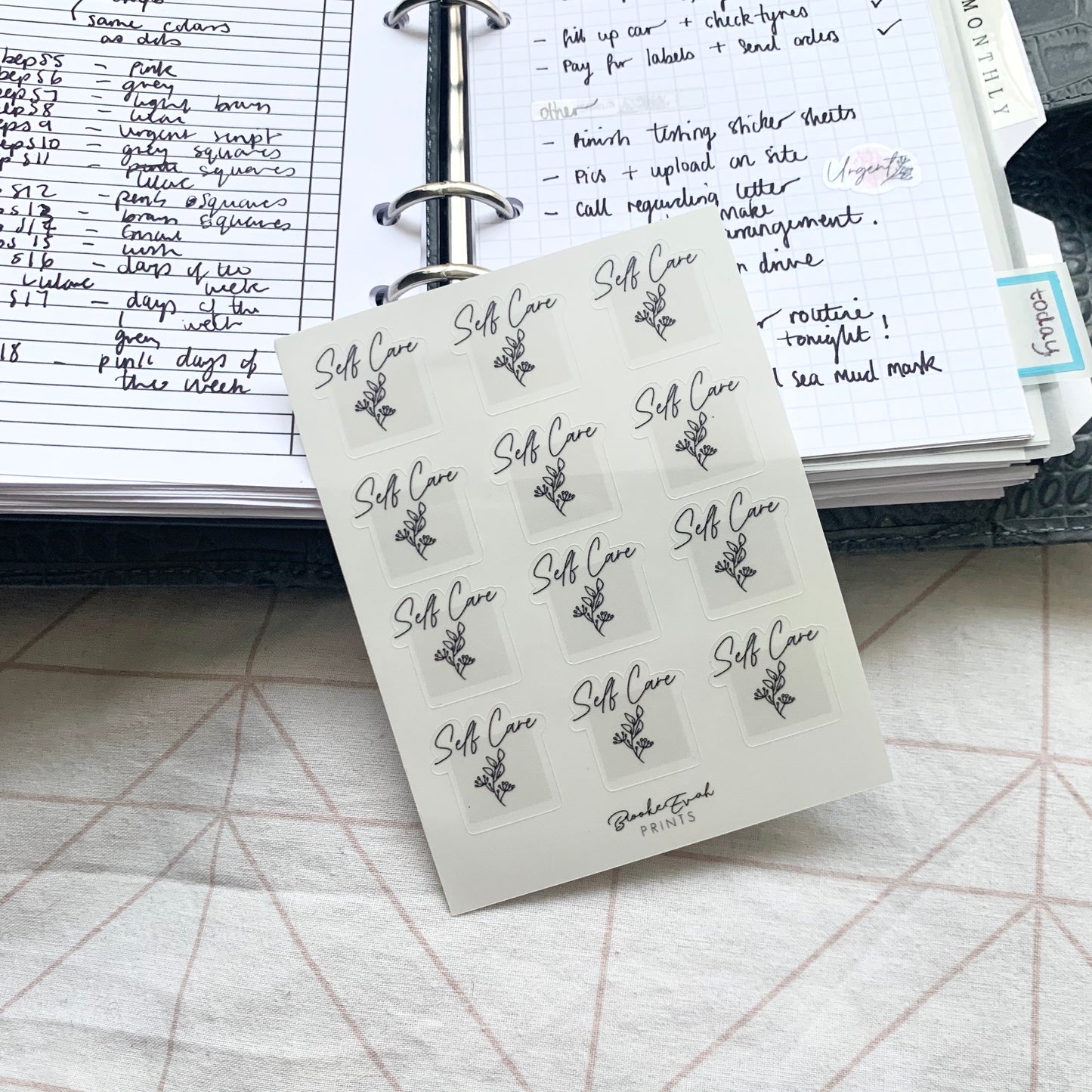 Transparent Self care X Journal Stickers