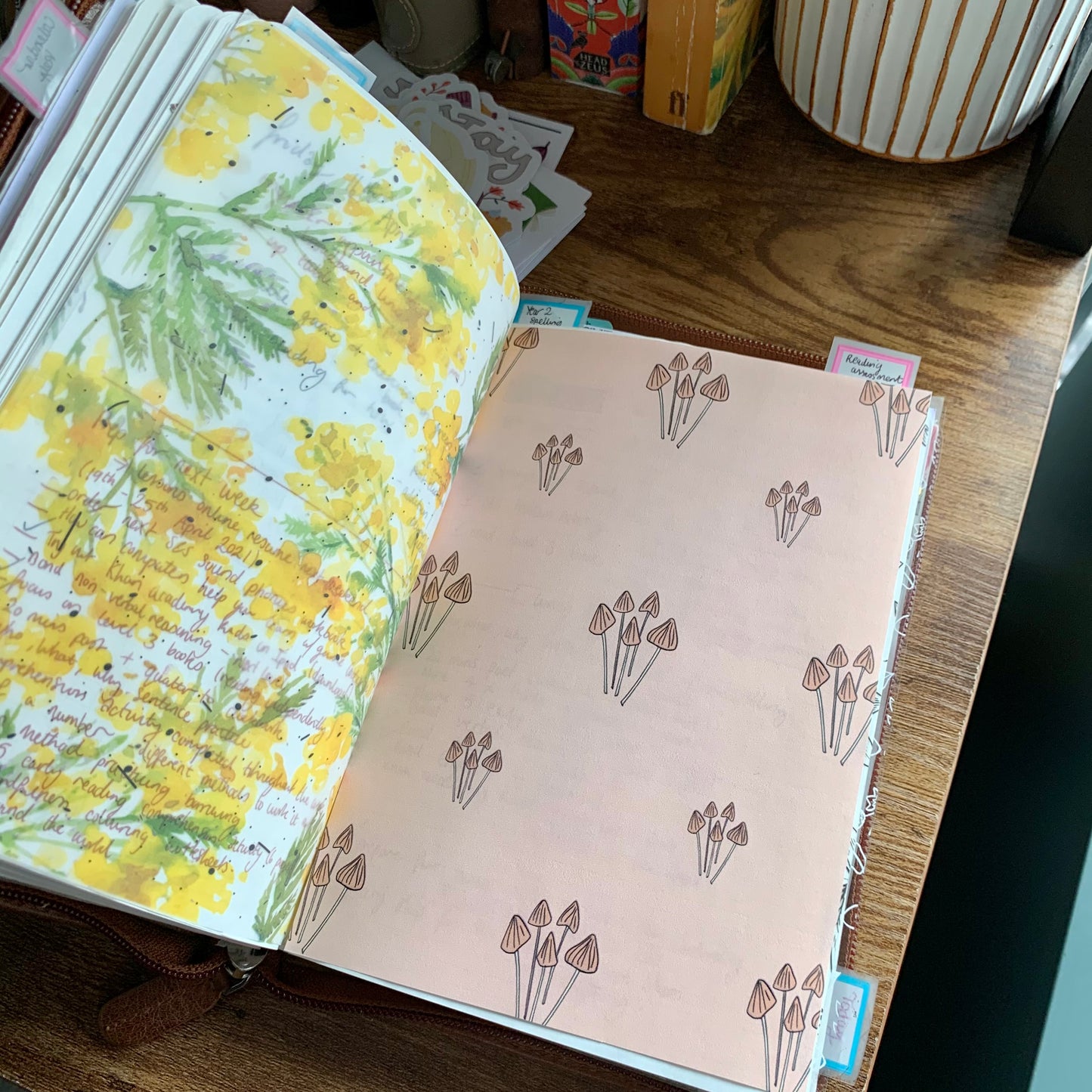 Printed Tomoe River Paper Planner Dashboards- Shrooms