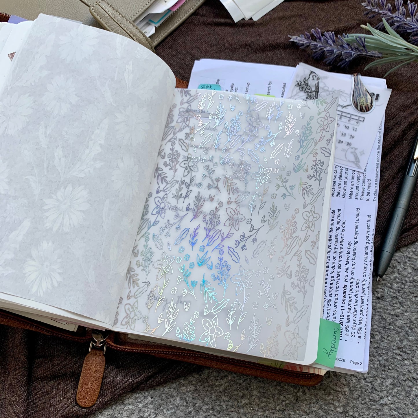 Printed Vellum Planner Dashboards - Floral Fantasy