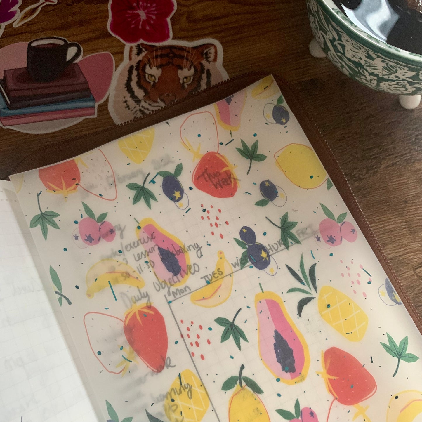 Bright Fruit Print with Teal Foil - Vellum Planner Dashboard - Summer Fruits