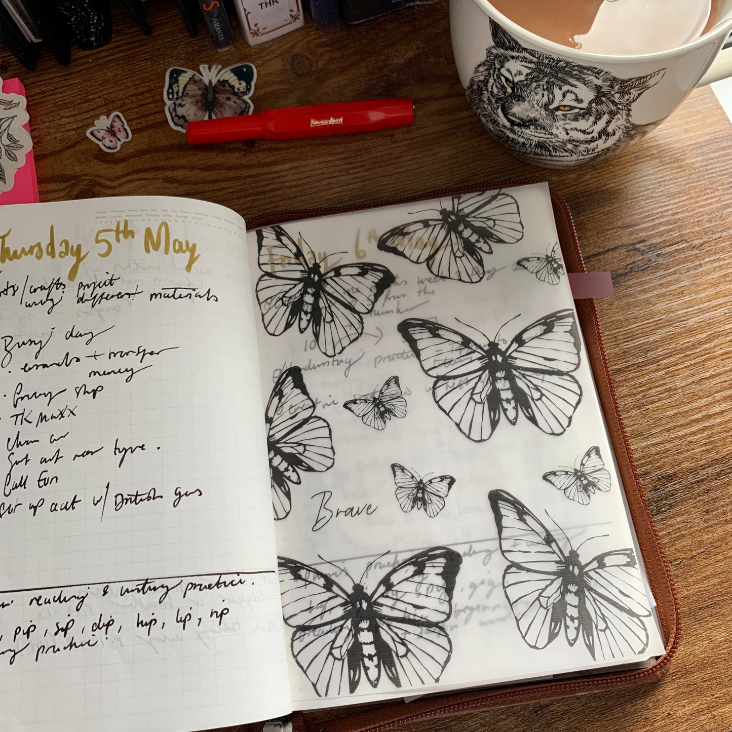 Black Foiled Butterfly Vellum Planner Dashboard - Brave