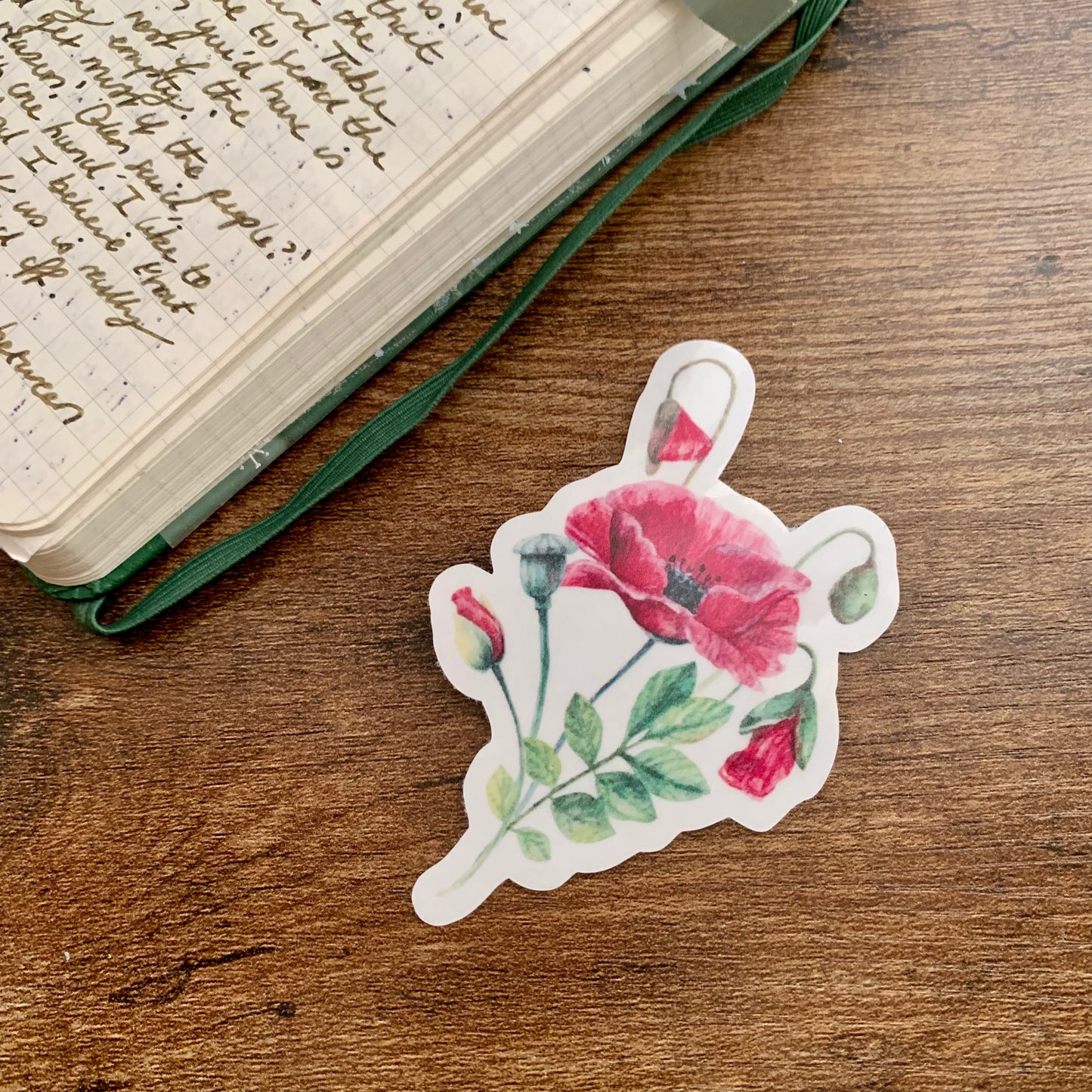 Red Floral Hand Drawn - Clear Sticker Flake - Sandra