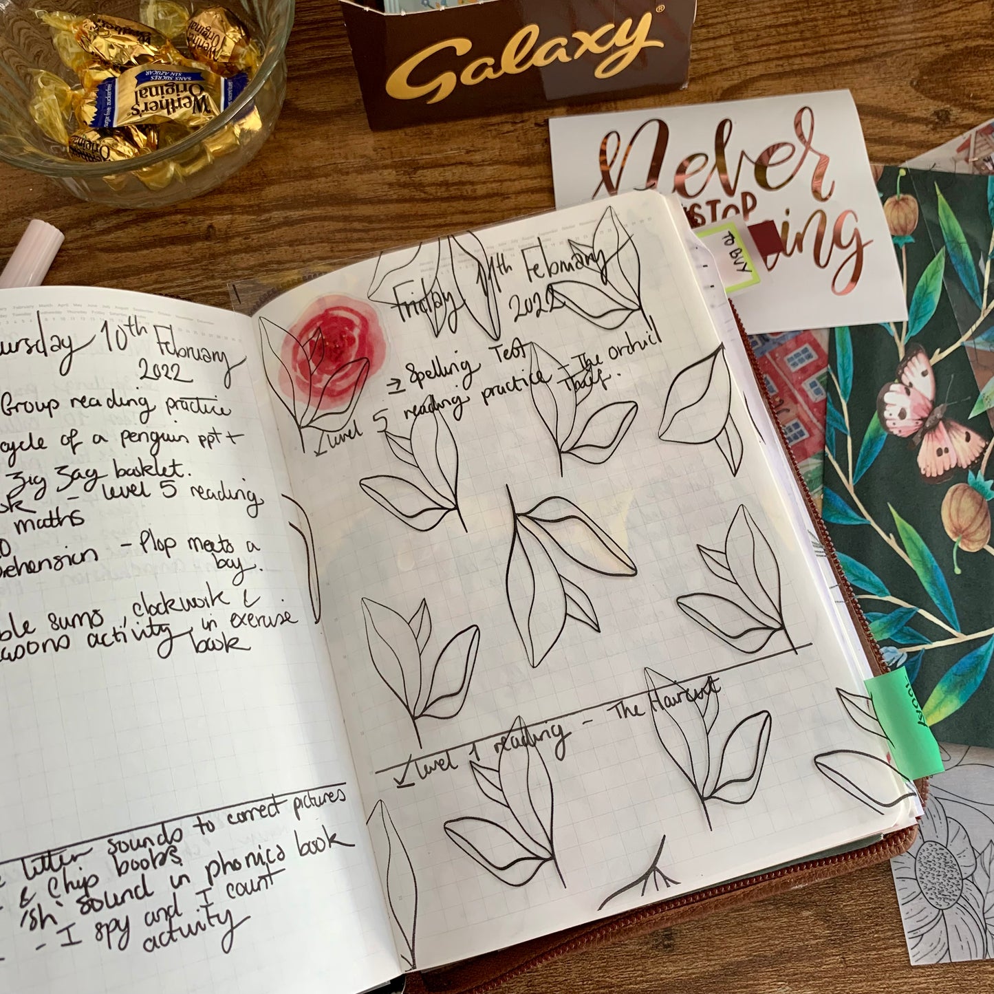 Minimal leaves Vellum X Acetate Planner Dashboards - Cherry