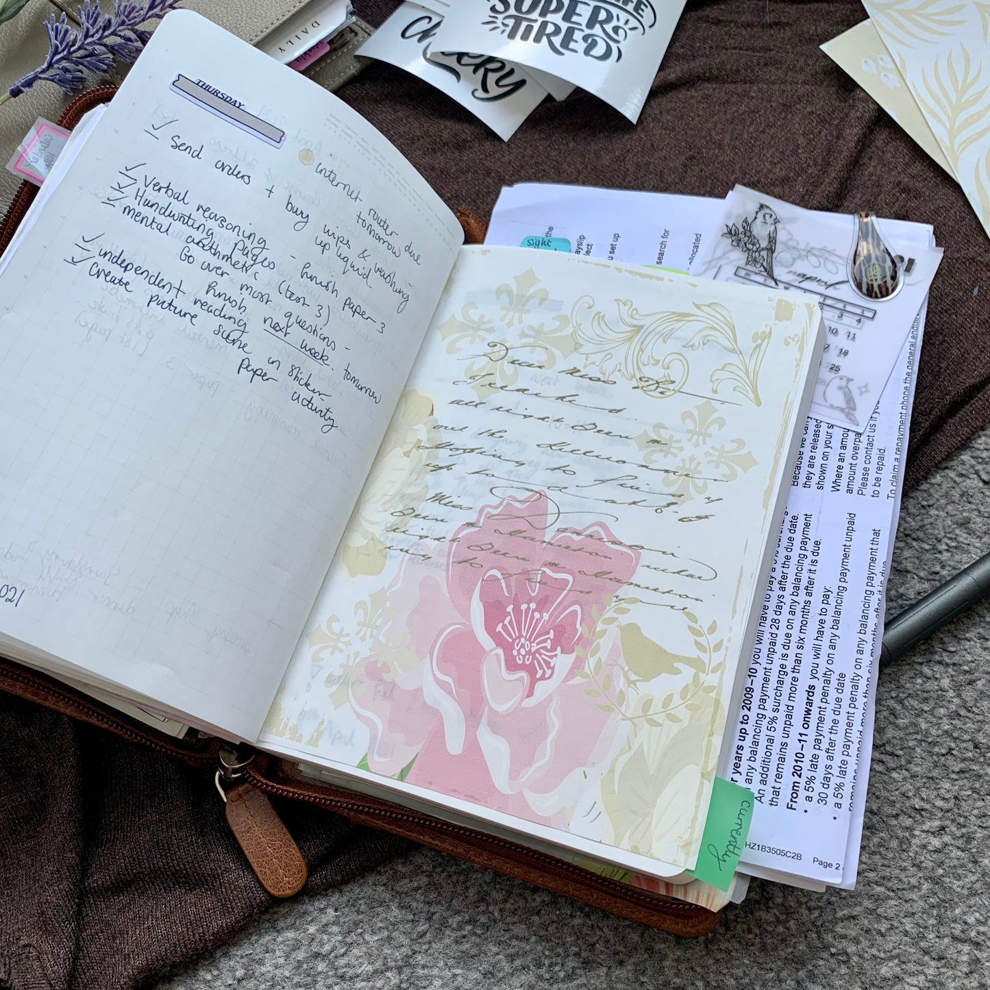 Printed Tomoe River Paper Planner Dashboards- Vintage delight 🌹