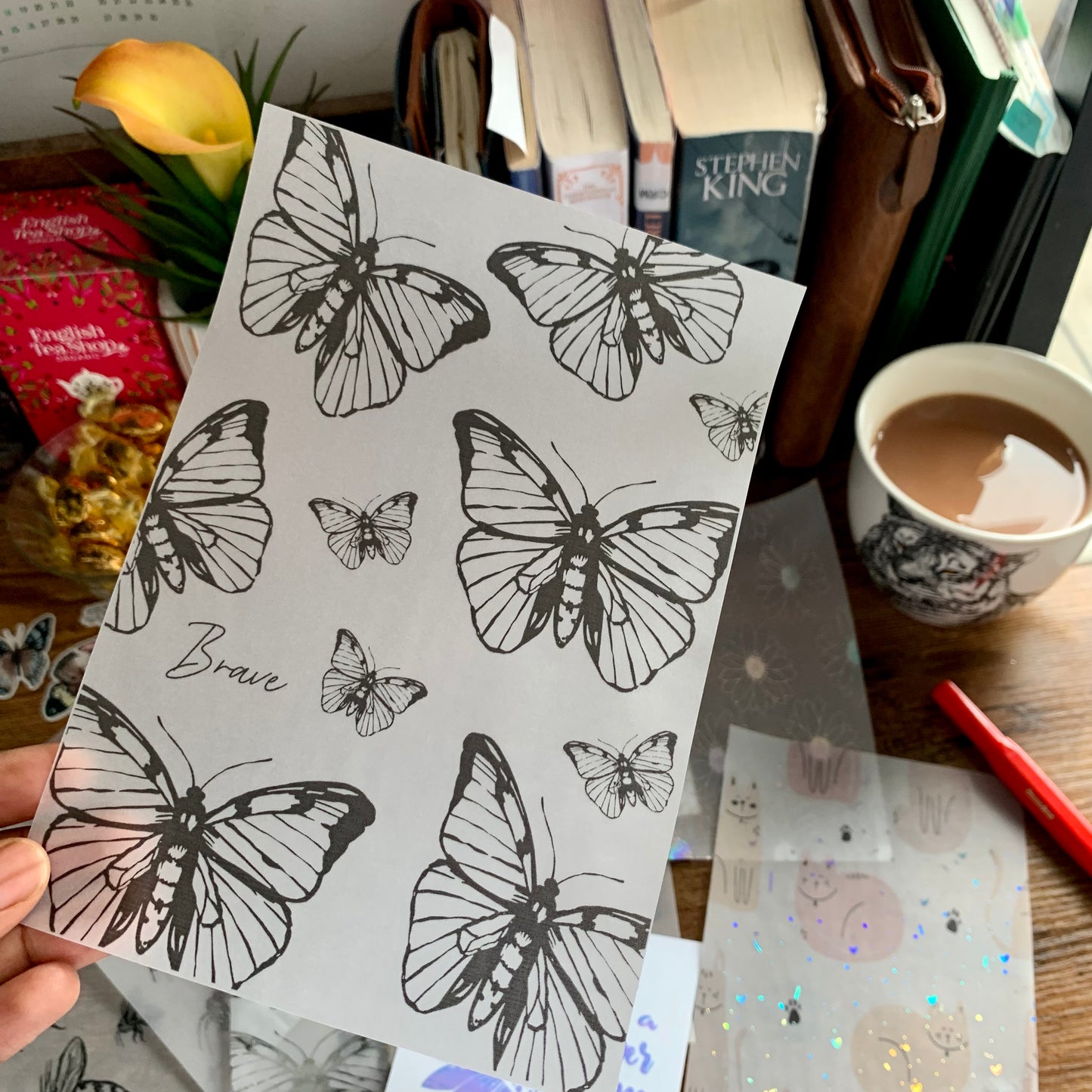 Black Foiled Butterfly Vellum Planner Dashboard - Brave