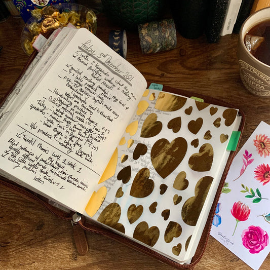 Gold Hearts Printed Vellum X Acetate Planner Dashboard - The Sweetheart Collection
