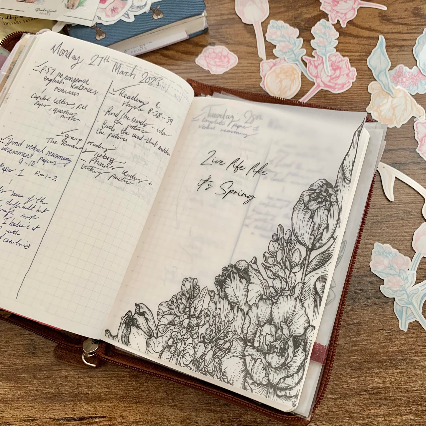 Live life like it’s Spring - Hand Made Foiled Vellum Planner Dashboard