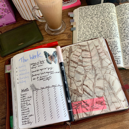 Watercolour Brown Leaves Pattern - Vellum Planner Dashboard - Clarity